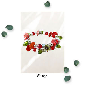 Holiday Fiesta - Glass Beaded Memory Wire Bangle Bracelet